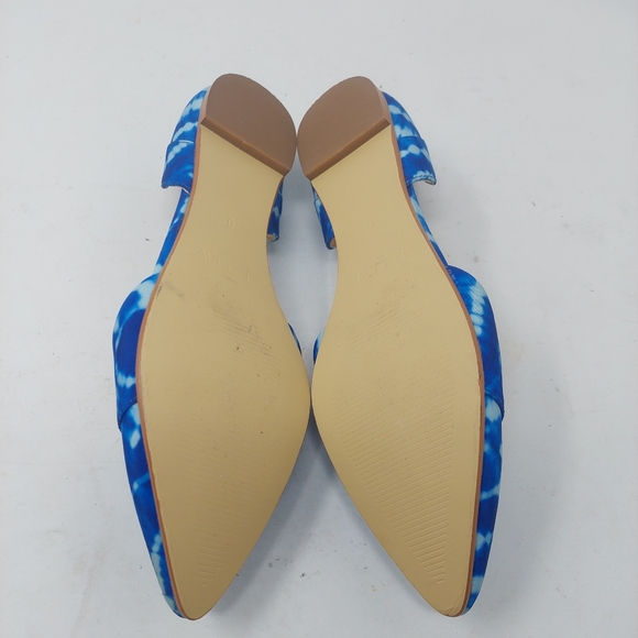 J Crew Blue White Tie Dye D'Orsay Flats Pointed Toe Bohemian Hippie Size 6 - Picture 8 of 9